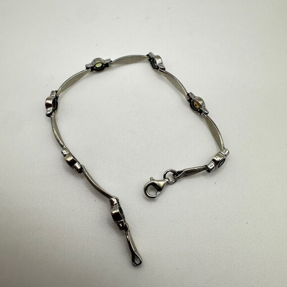 7" 14k white gold and multi-faceted gemstone bracelet! - Picture 7 of 14